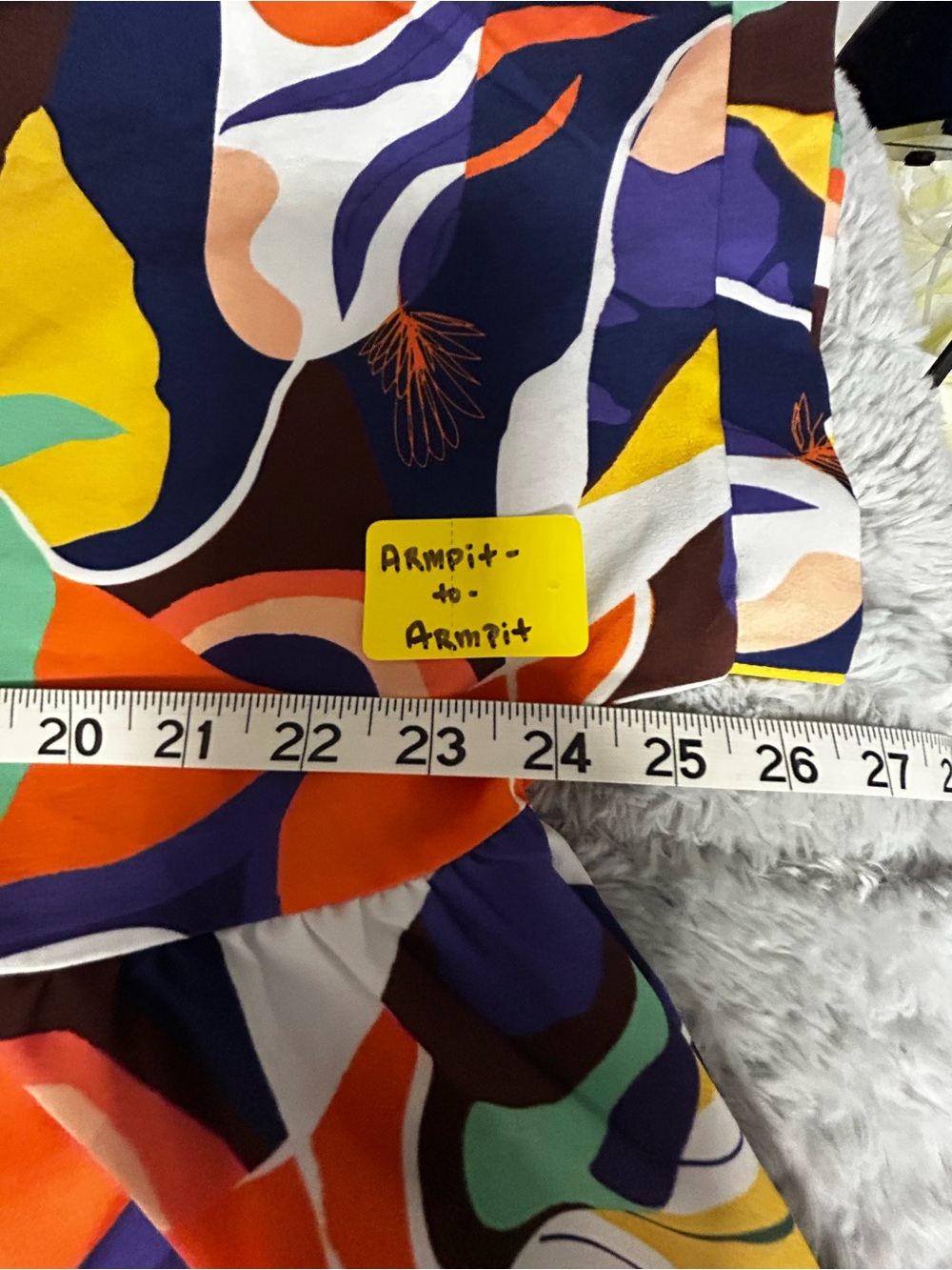 Abstract Multi-Color V-Neck Mini Dress - Picture 4 of 7
